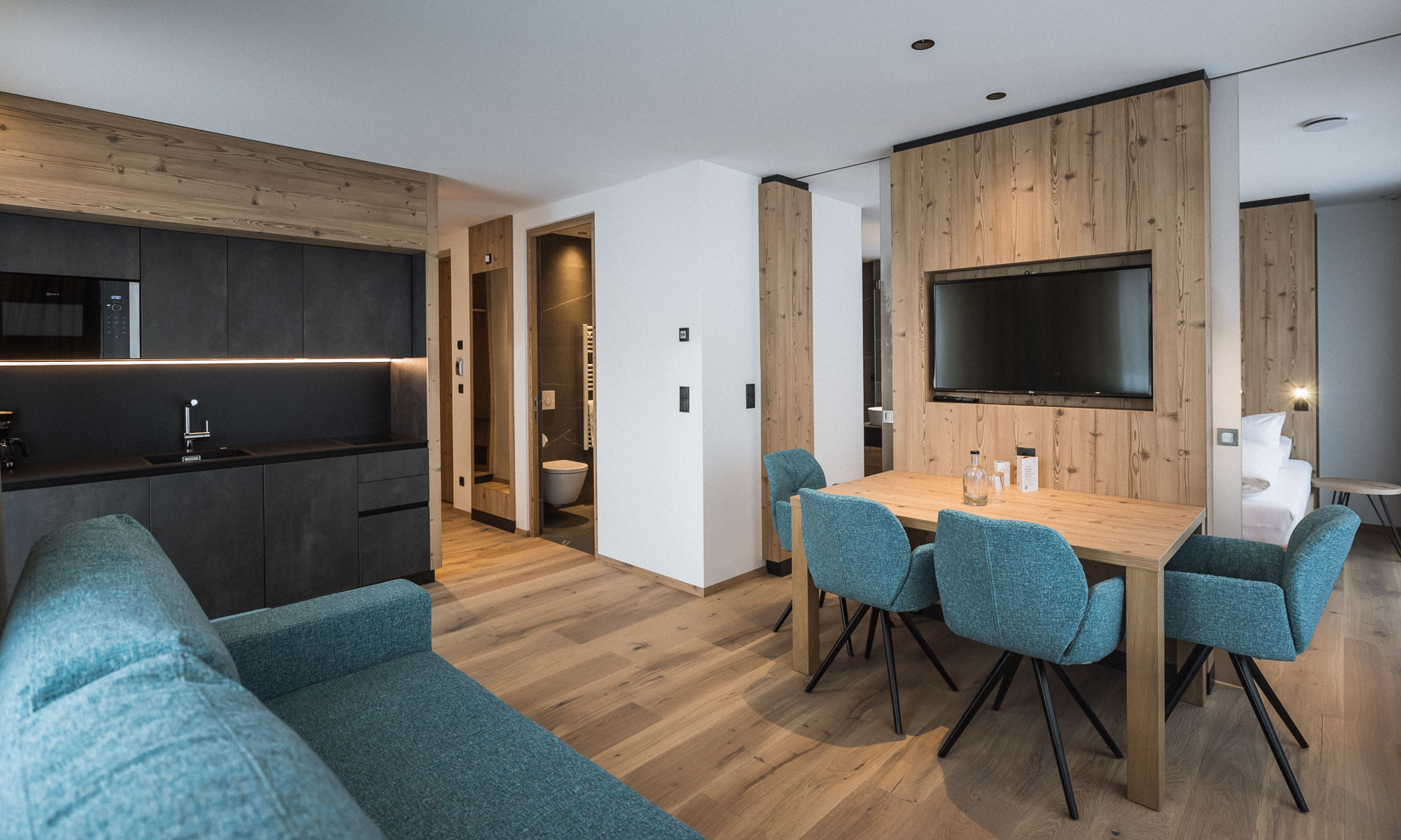 Wohnbereich im Apartment AhriaNova - AHRIA Apartments